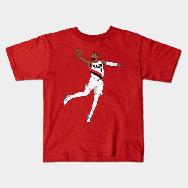 Damian Lillard Portland Trailblazers Kids T-Shirt by xavierjfong